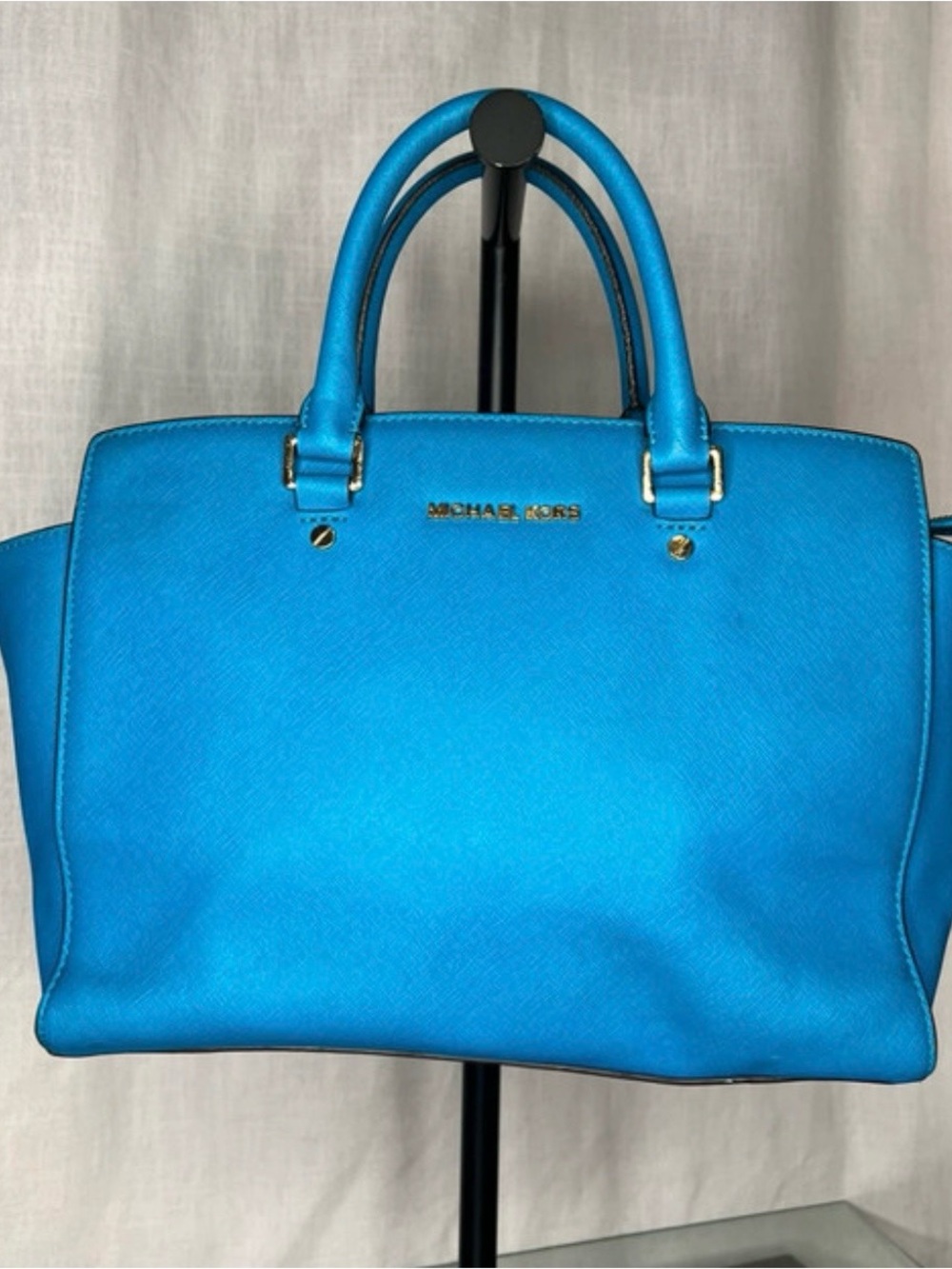 Michael Kors Blue Saffiano Leather Handbag